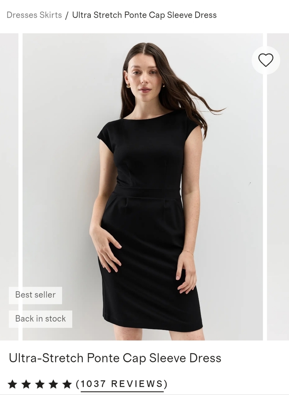 Quince Ultra-Stretch Ponte Cap Sleeve Dress - Black